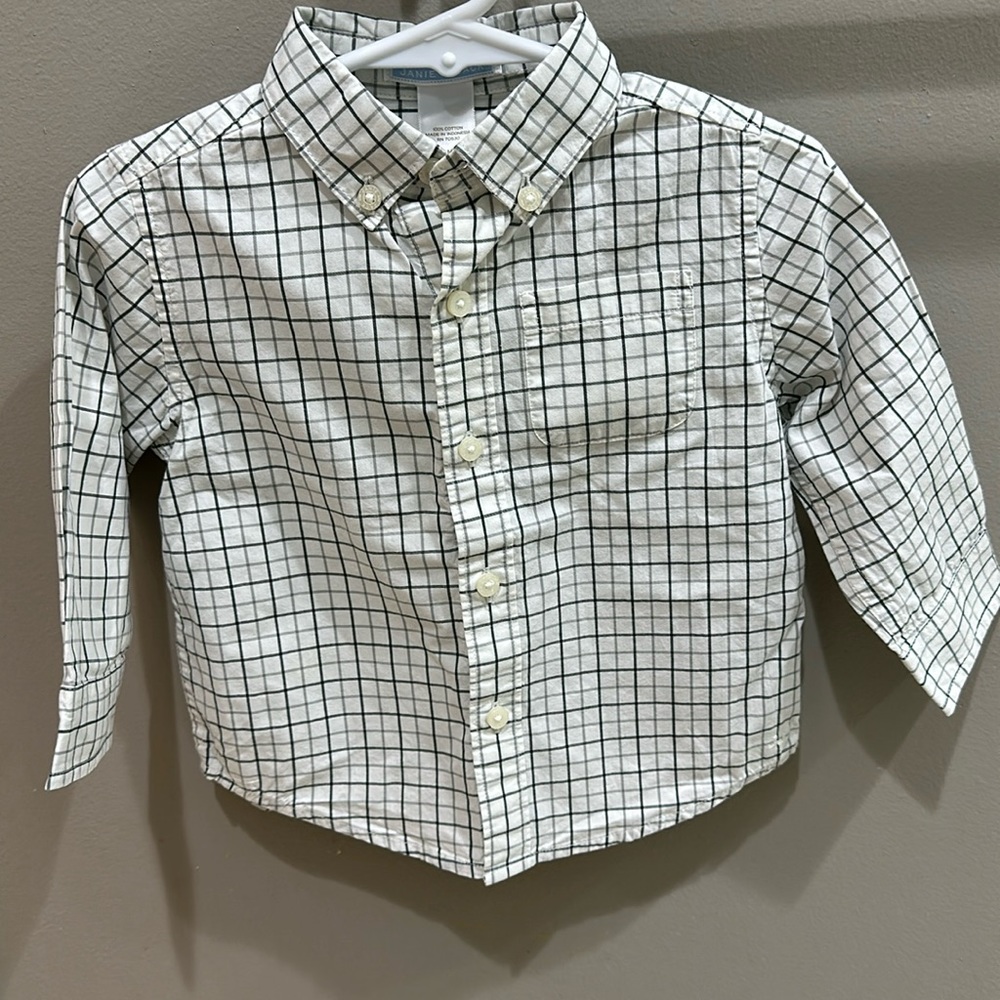 Janie and Jack 12-18 month Dress Shirt in dark and light gray plaid